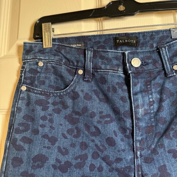 Talbots Navy Blue Leopard Patterned Skinny Jeans Size 2 - Picture 3 of 13